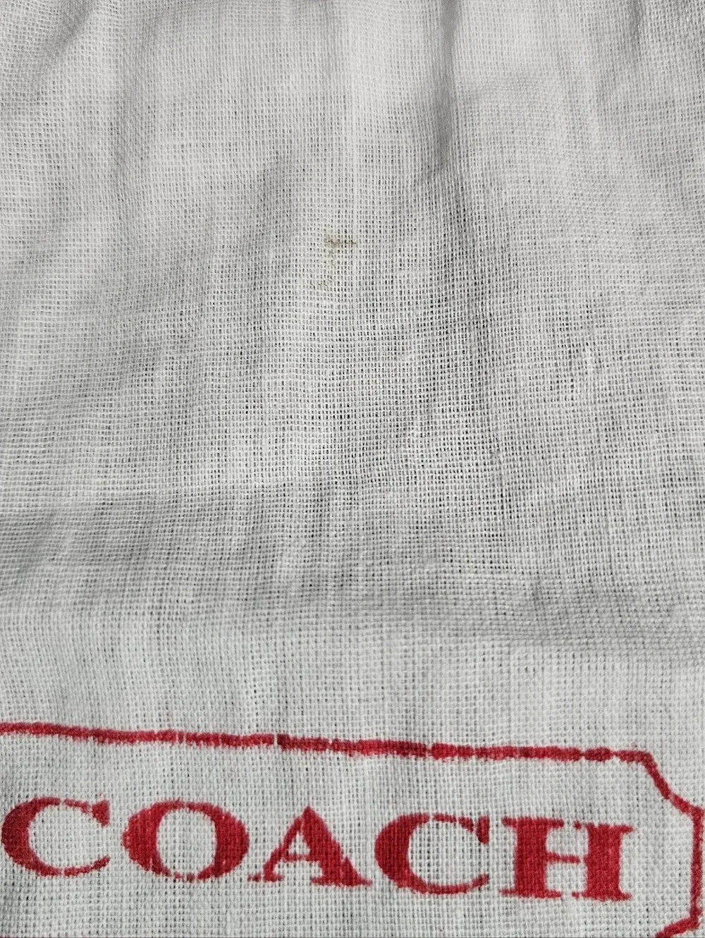 Coach White Drawstring Dust Bag with Red Logo
